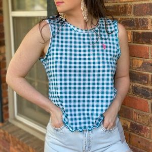 NWT US Polo Gingham Tank Top w/Lettuce Hem